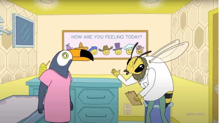 Tuca (Tiffany Haddish) talks with her Bee Doctor about her chronic pain