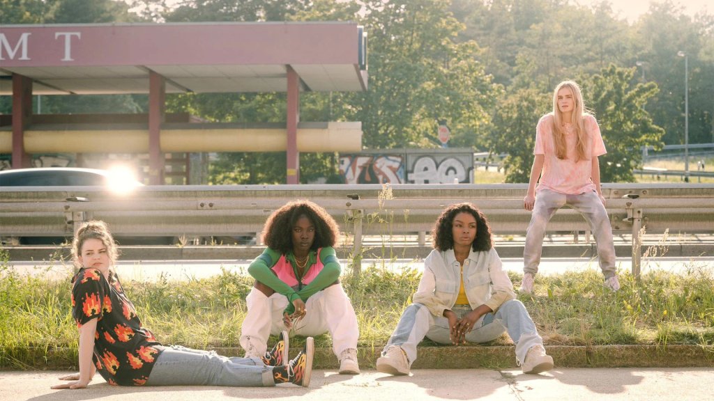 Leah McNamara, Vivian Oparah, Isidora Fairhurst and Yasmin Monet Prince in Then You Run on Sky