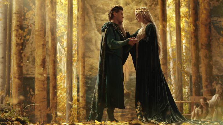 Elrond and Galadriel in The Lord of the Rings: The Rings of Power