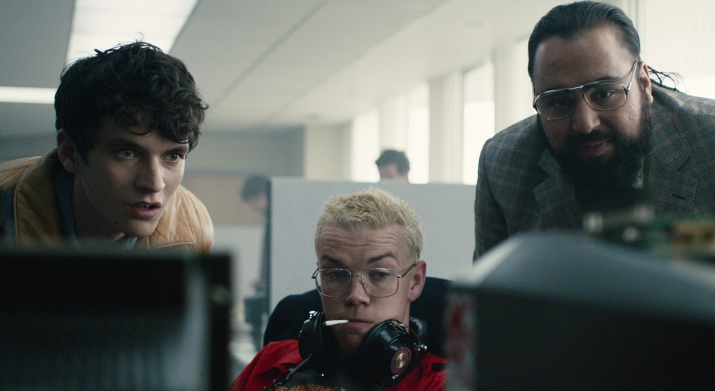 Pictured: Fionn Whitehead, Will Poulter, Asim Chaudhry in Black Mirror: Bandersnatch
