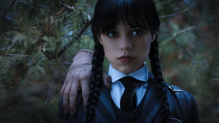 Wednesday. (L to R) Thing, Jenna Ortega as Wednesday Addams in episode 104 of Wednesday.