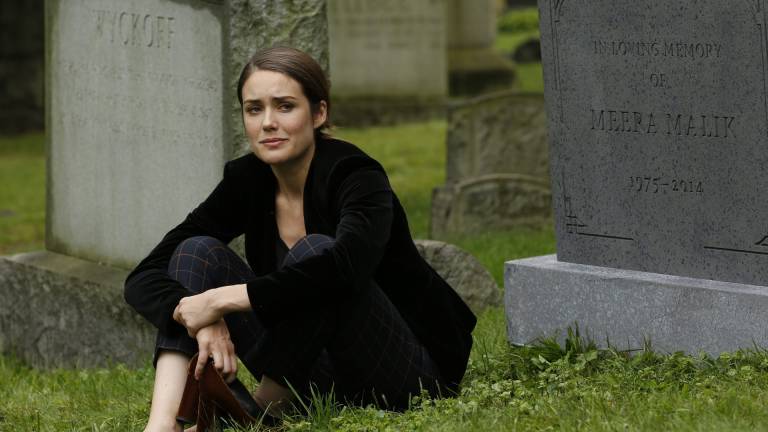 Liz Keene (Megan Boone) at Meera Malik's grave in The Blacklist season 5