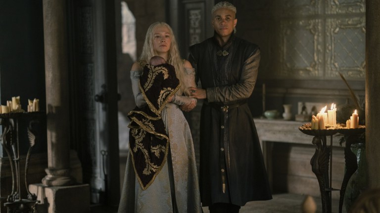 Rhaenyra (Emma D'Arcy) and Laenor (John MacMillan) on House of the Dragon Episode 6