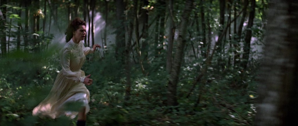 Corrine runs from dogs in Moonraker