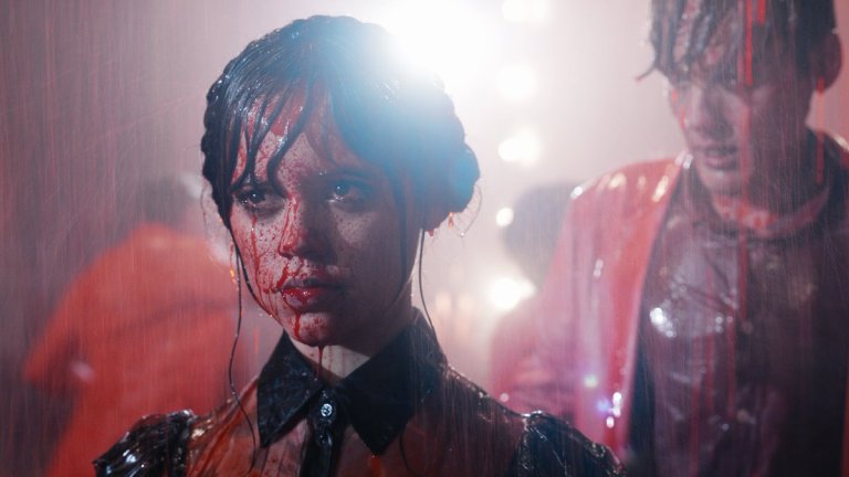 Jenna Ortega covered in blood at dance in Wednesday