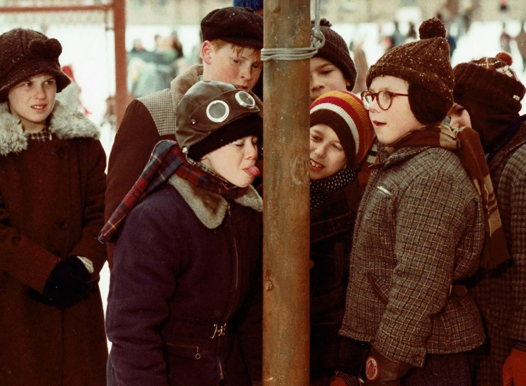Licking flagpole in A Christmas Story