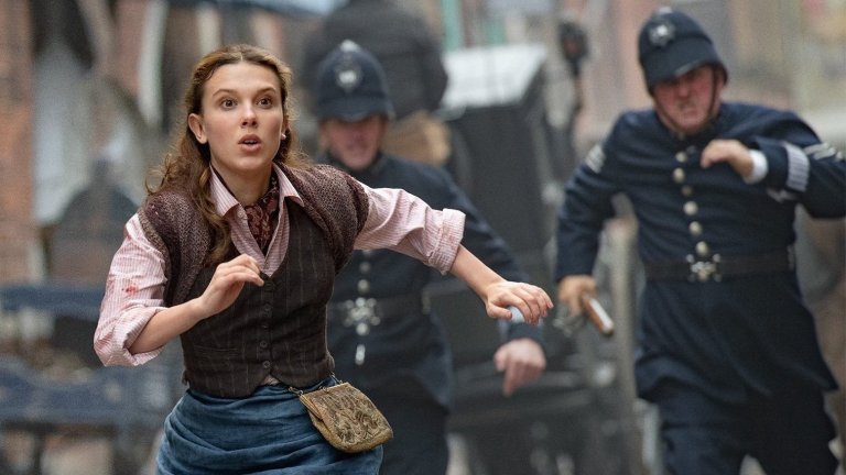 Millie Bobby Brown as matchstick girl in Enola Holmes 2