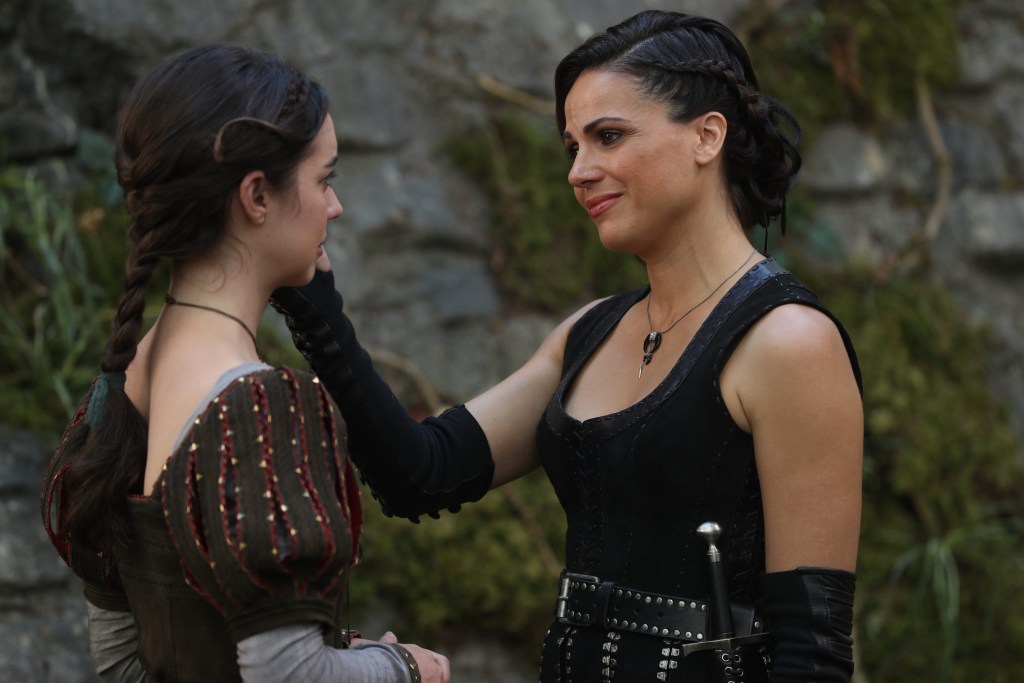 ONCE UPON A TIME - "Wake Up Call" - Feeling like a third wheel as Henry and Cinderella's relationship strengthens, Regina is surprised to find herself needed by Drizella, who is searching for magic. But when a brutal truth is revealed, it could lead Drizella down a dangerous path. In Hyperion Heights, Roni seeks Weaver's help in finding answers, and Tilly offers Rogers some intriguing advice concerning Eloise Gardener, on "Once Upon a Time," FRIDAY, NOV. 10 (8:00-9:01 p.m. EST), on The Walt Disney Television via Getty Images Television Network, streaming and on demand. (Jack Rowand/Walt Disney Television via Getty Images) ADELAIDE KANE, LANA PARRILLA