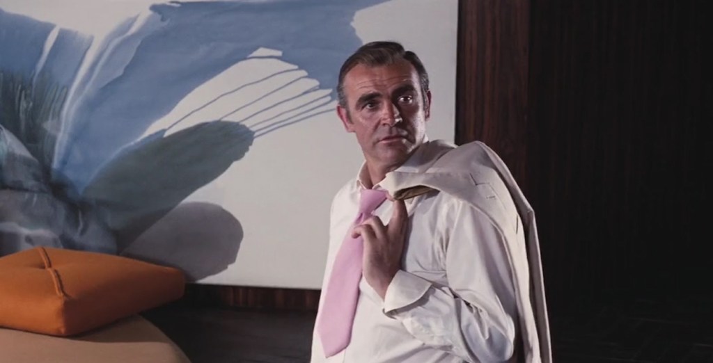 Sean Connery with pink tie in Diamonds Are Forever