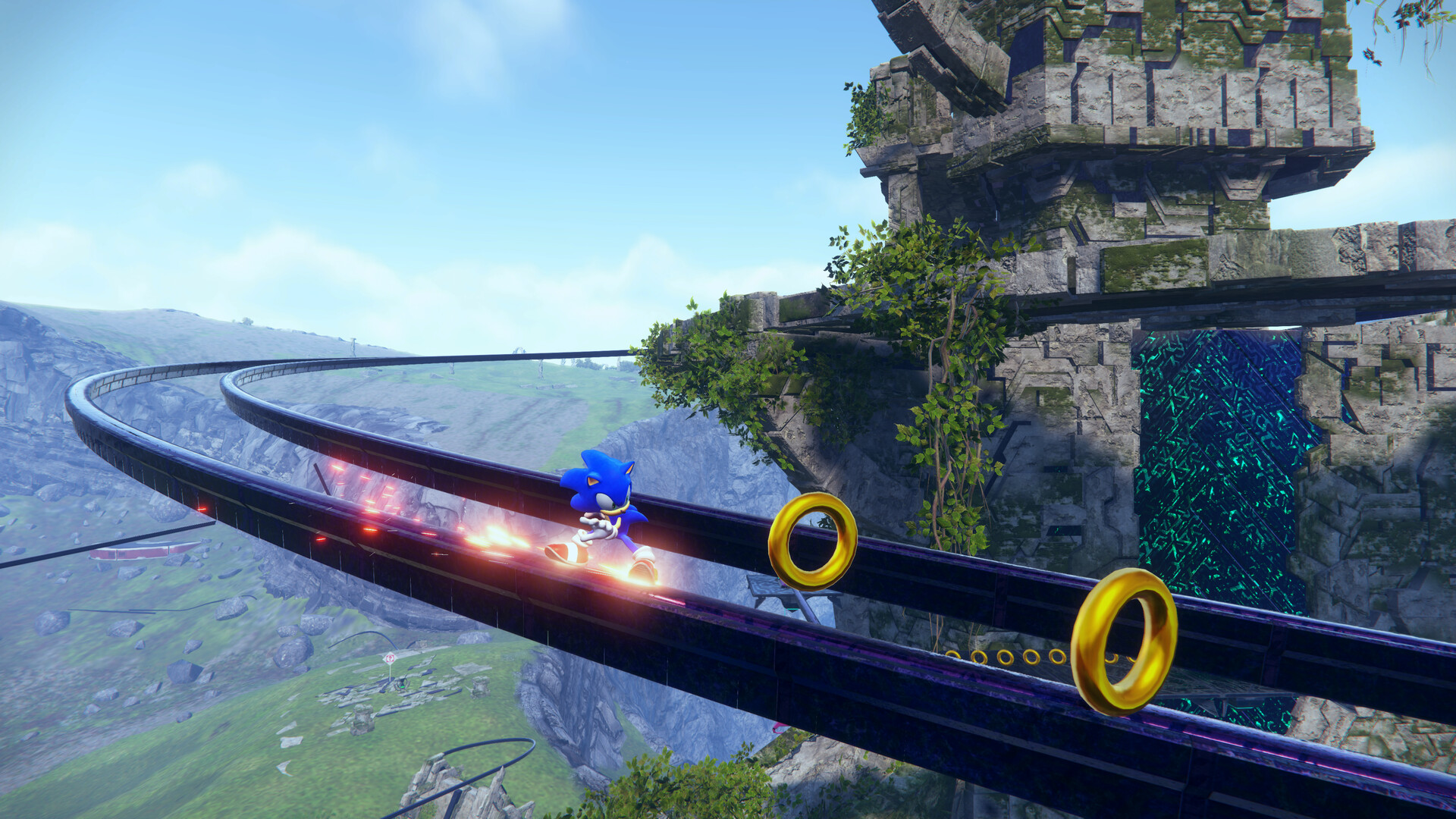 Sonic running in a field