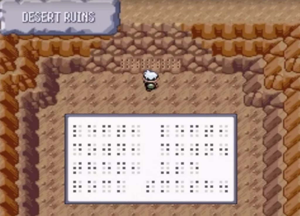 Braille in Pokemon Ruby en Sapphire