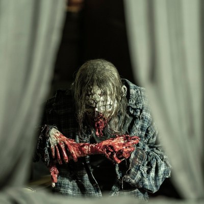 A walker enjoys a snack on The Walking Dead season 11 episode 24.