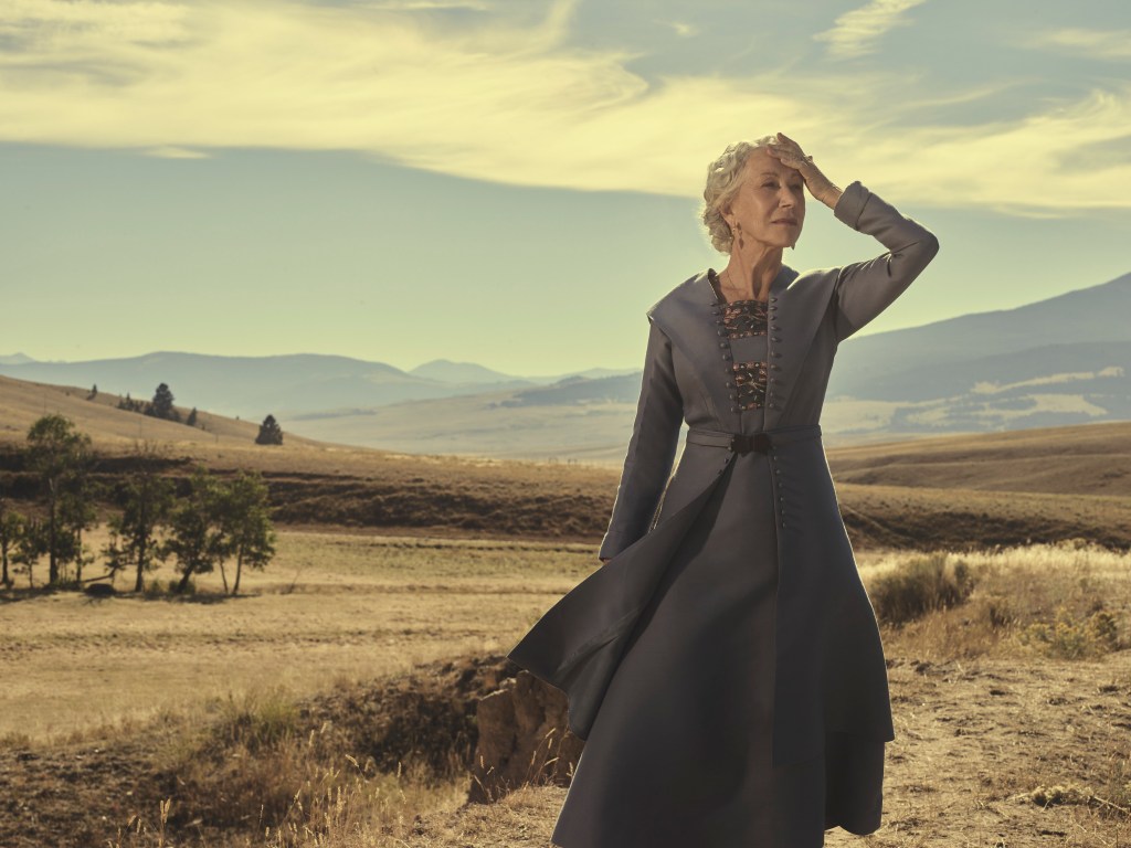 Helen Mirren as Cara Dutton in 1923, streaming on Paramount+ 2022. Photo Credit: James Minchin III/Paramount+