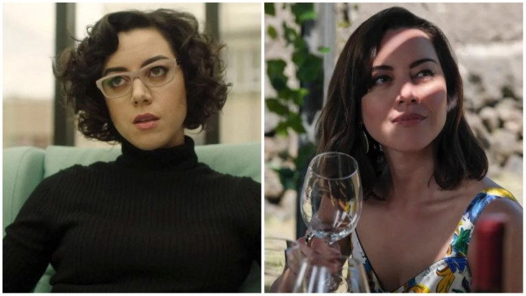 Aubrey Plaza in Emily the Criminal versus White Lotus