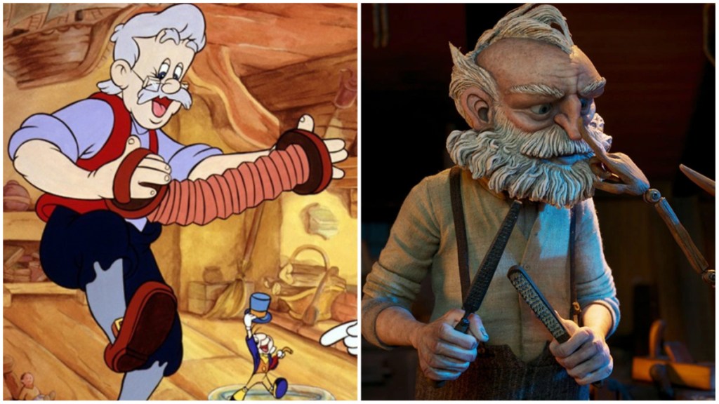 Geppetto in Pinocchio 1940 vs 2022