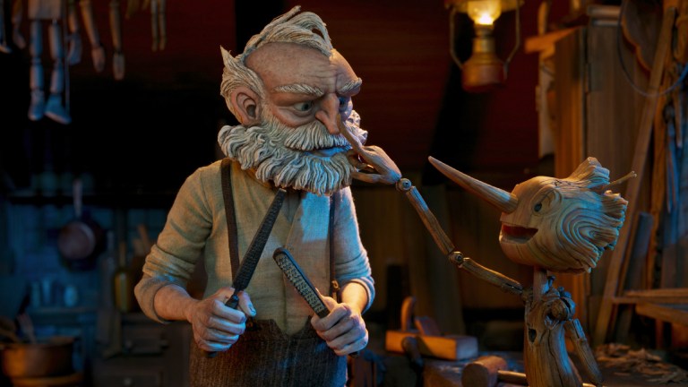 Pinocchio and Geppetto in Guillermo del Toro Movie