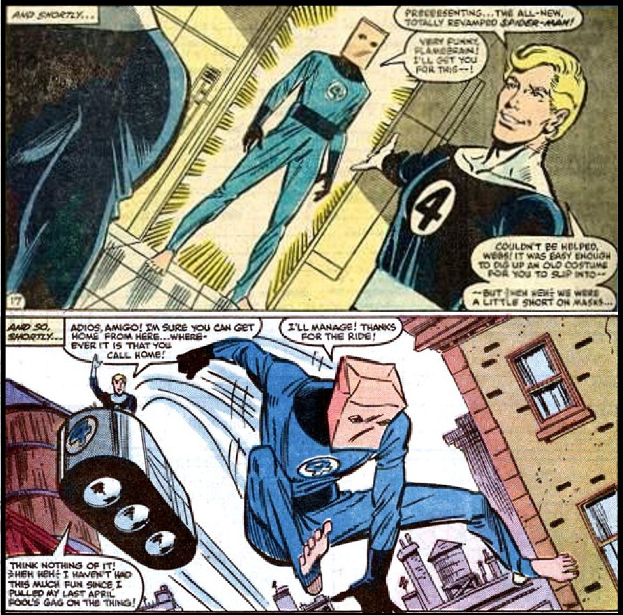 Spider-Man with a bag on his head in Marvel Comics