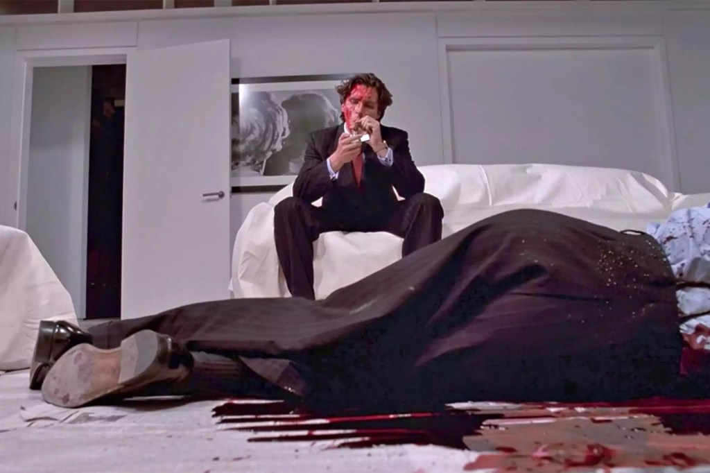 Christian Bale with Paul Allen's body in American Psycho