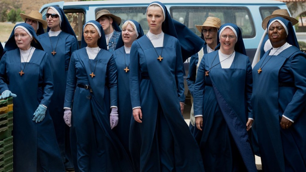 Betty Gilpin as a nun in Mrs. Davis