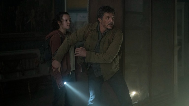 Bella Ramsey and Pedro Pascal as Ellie and Joel in The Last of Us episode 2.
