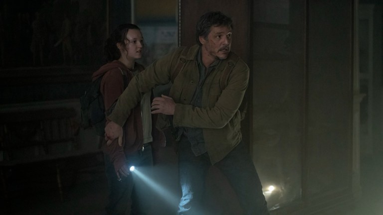 Bella Ramsey and Pedro Pascal as Ellie and Joel in The Last of Us episode 2.