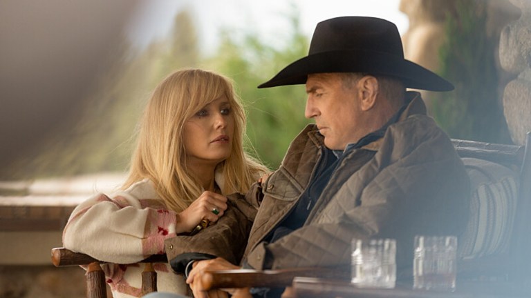 Beth Dutton (Kelly Reilly) and John Dutton (Kevin Costner) on Yellowstone Season 5