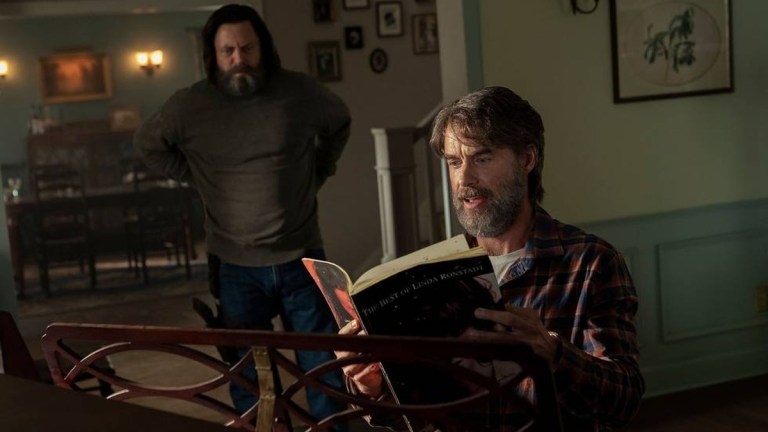 Bill (Nick Offerman) and Frank (Murray Bartlett) around a piano in The Last of Us episode 3