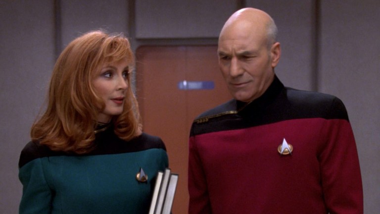 Gates McFadden and Patrick Stewart in Star Trek: The Next Generation