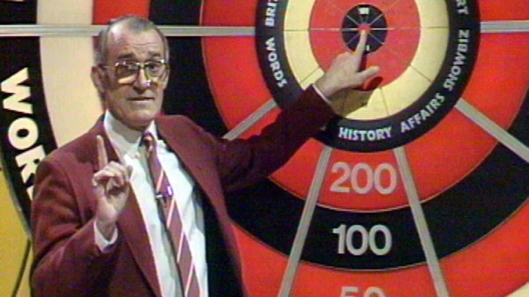 Jim Bowen in Bullseye ITV Challenge Sky screengrab