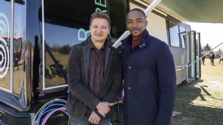 Jeremy Renner and Anthony Mackie as seen on Disney's RENNERVATIONS.