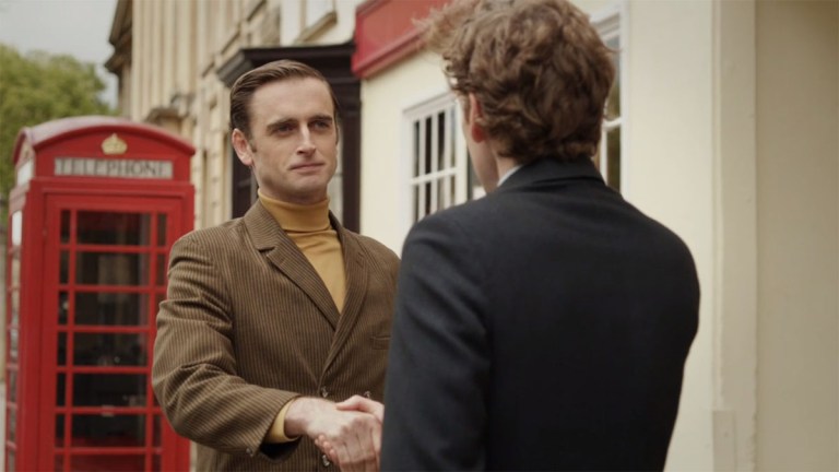 Endeavour screengrab series 3 episode 2 Arcadia ITV Jack Laskey as Peter Jakes and Shaun Evans as Endeavour Morse