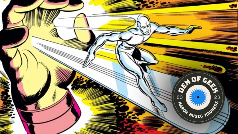 Marvel's Silver Surfer and the hand of Galactus (art by John Byrne)