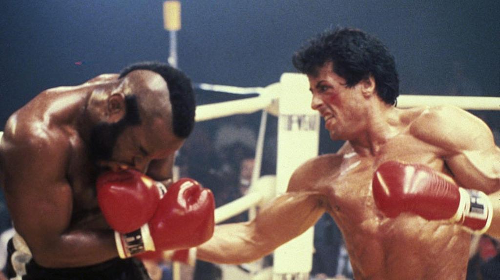 Sylvester Stallone and Mr T as Clubber Lang in Rocky III