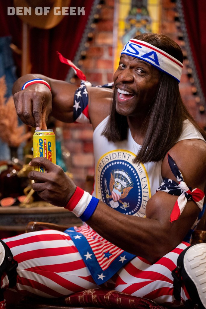 Terry Crews as Camacho at SXSW drinking Brawndo