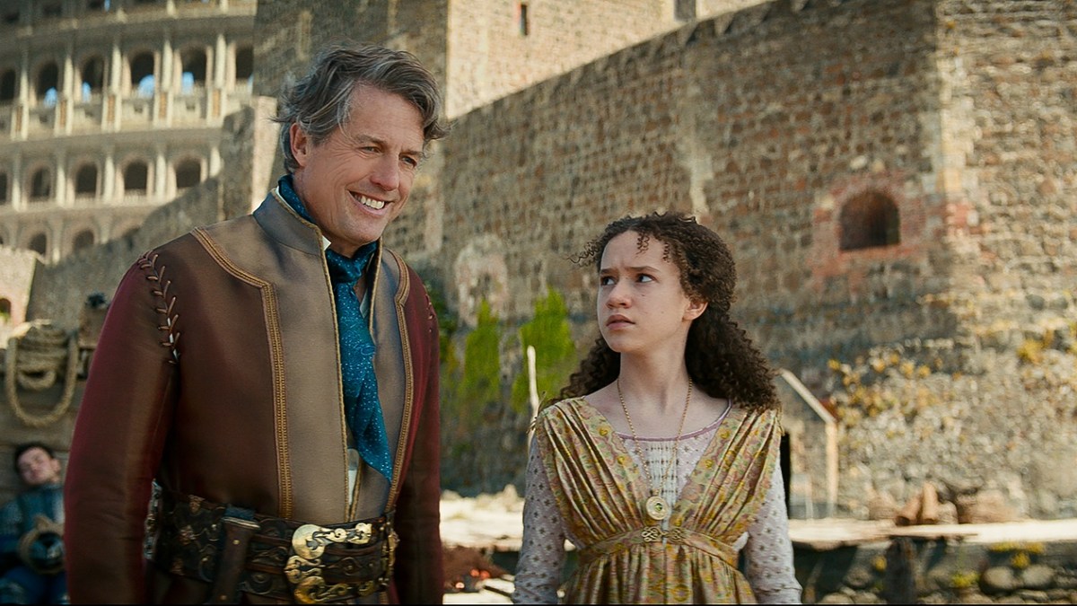 Hugh Grant as Forge and Chloe Coleman as Kira in Dungeons & Dragons: Honor Among Thieves