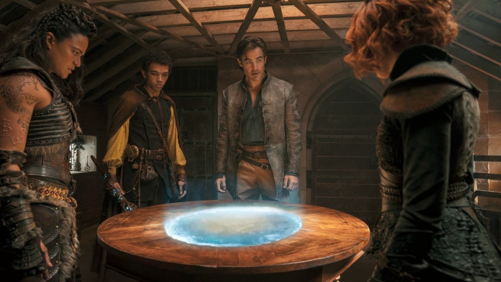 Chris Pine, Michelle Rodriguez, Justice Smith, and Sophia Lillis in Dungeons & Dragons: Honor Among Thieves
