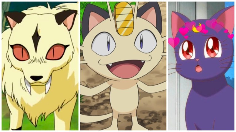 Kirara from Inuyasha, Meowth from Pokemon, and Fiji from Kiki's Delivery Service