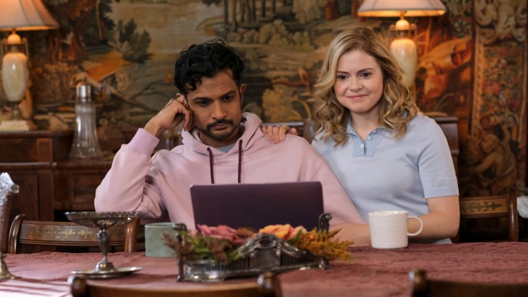 “The Heir” – When a woman shows up claiming to be the rightful heir to Woodstone Mansion, Sam (Rose McGiver) and Jay (Utkarsh Ambudkar) enlist the help of a lawyer. Meanwhile, Isaac (Brandon Scott Jones) tries to decide how to spend half of Sam’s advance on his autobiography. Also, a surprise event takes place that could dramatically change life at the manor. Pictured (L-R): Utkarsh Ambudkar as Jay and Rose McIver as Samantha.