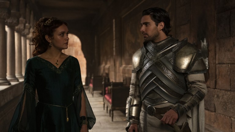 Olivia Cooke and Fabien Frankel as Alicent Hightower and Ser Criston Cole on House of the Dragon