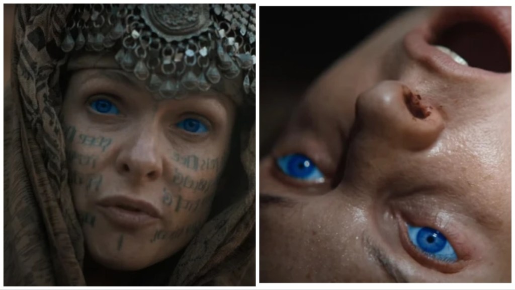 Rebecca Ferguson as Lady Jessica with blue eyes in Dune Part Two