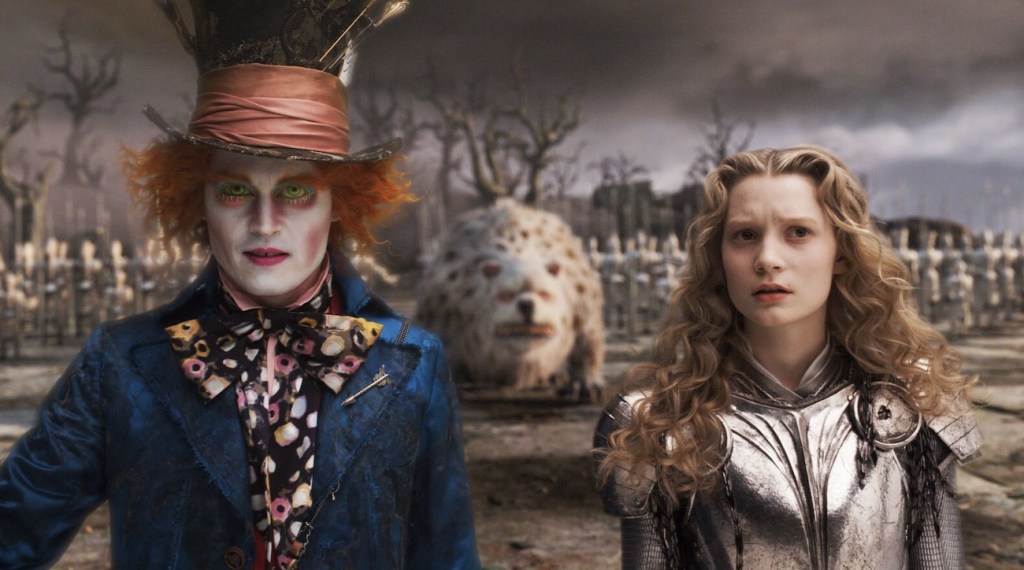 Mia Wasikowska and Johnny Depp in Alice in Wonderland