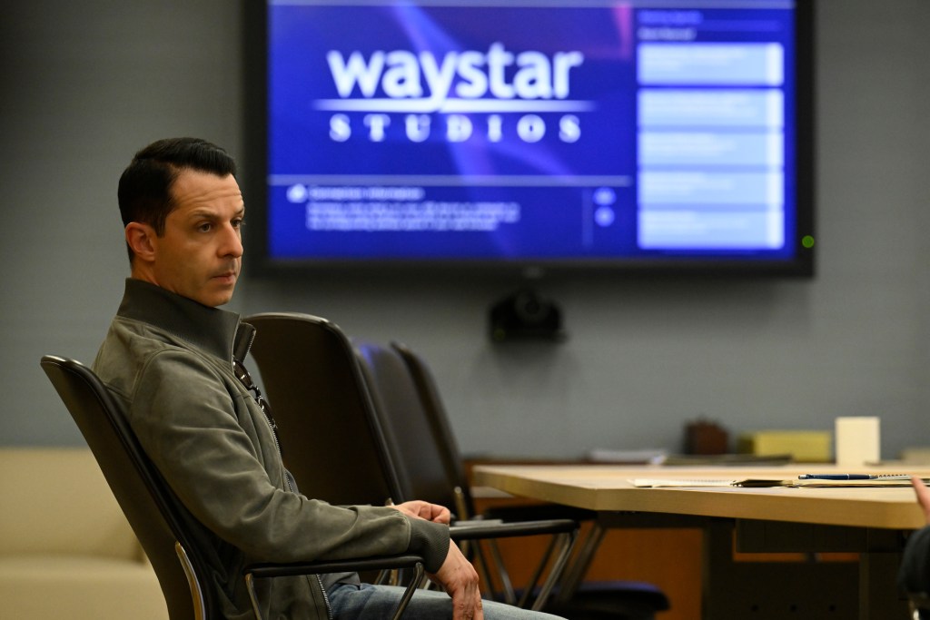 A photo from the production of episode 406 of “Succession”. Photo: David M. Russell/HBO ©2022 HBO. All Rights Reserved.