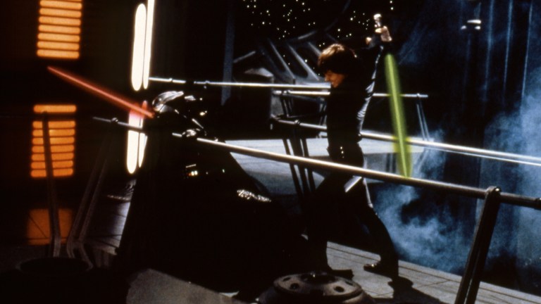 Luke Skywalker and Darth Vader in Star Wars: Return of the Jedi