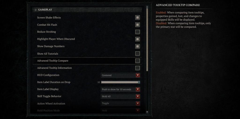 Diablo 4 advanced tooltip setting