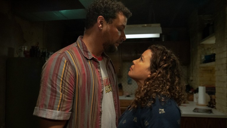 Pictured (L-R): Alejandro Hernandez (Luis) and Justina Machado (Dolores Roach)