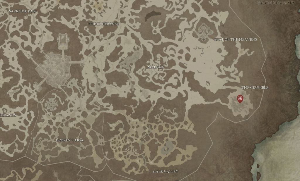 Diablo 4 World Boss Spawn Location The Crucible (Fractured Peaks)