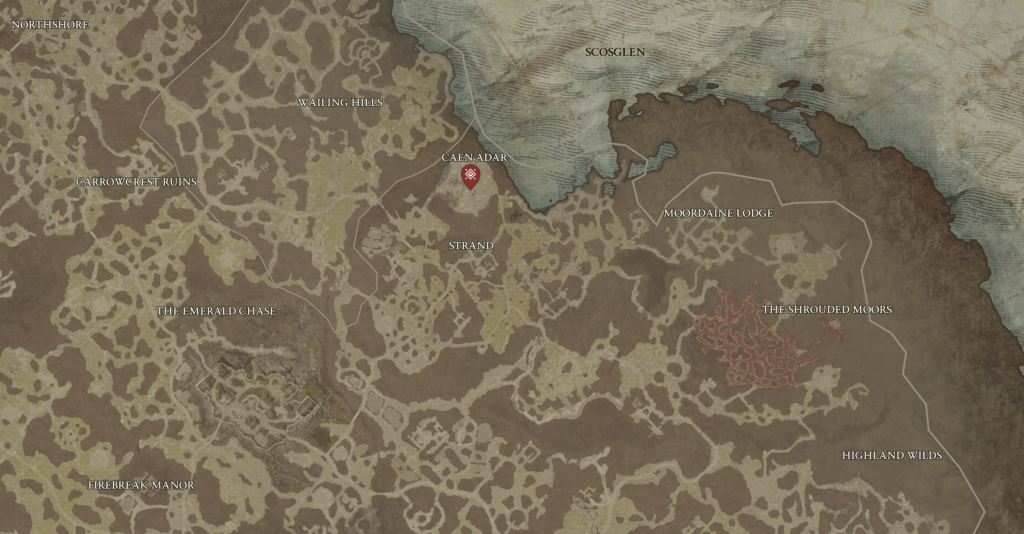 Diablo 4 World Boss Spawn Location Caen Adar (Scosglen)