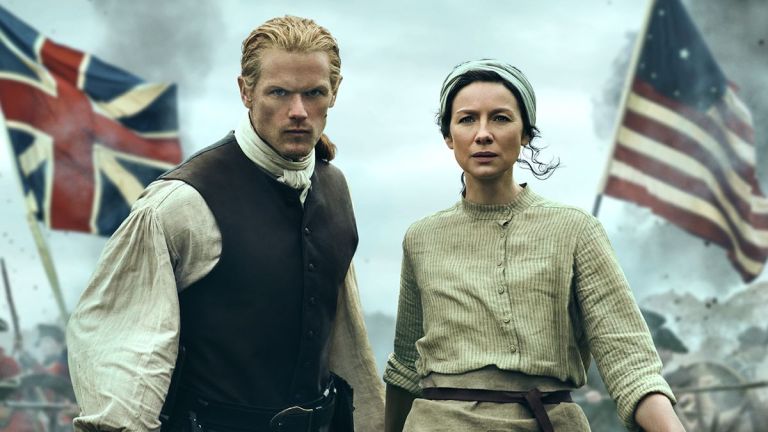 Sam Heughan and Caitriona Balfe in Outlander Season 7