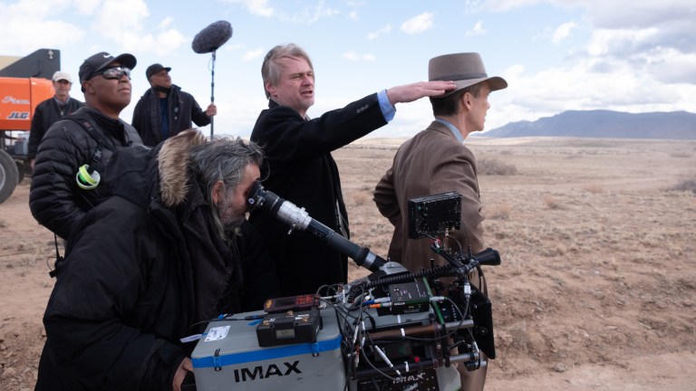 Christopher Nolan and Cillian Murphy on Oppenheimer set