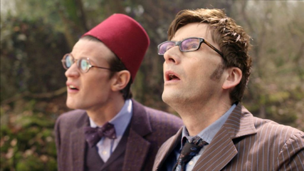 Doctor Who Matt Smith and David Tennant in The Day of the Doctor. Credit: BBC